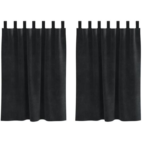 Blackout Curtains with Hanging Loops 2 pcs Black Velvet vidaXL