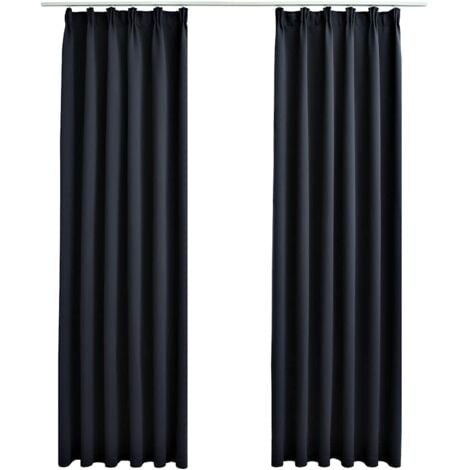 Blackout Curtains with Hooks 2 pcs Anthracite 140x245 cm