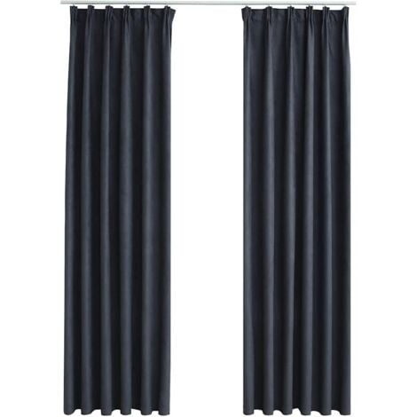 Blackout Curtains with Hooks 2 pcs Anthracite 140x245 cm
