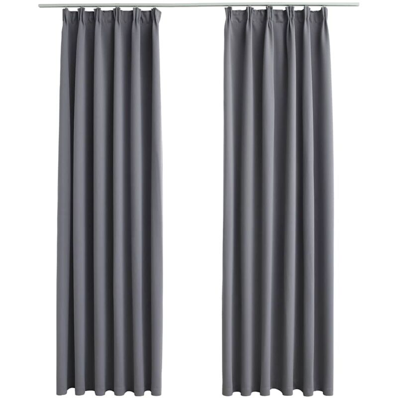 Vidaxl - Blackout Curtains With Hooks 2 Pcs Grey 140X175 Cm Grey