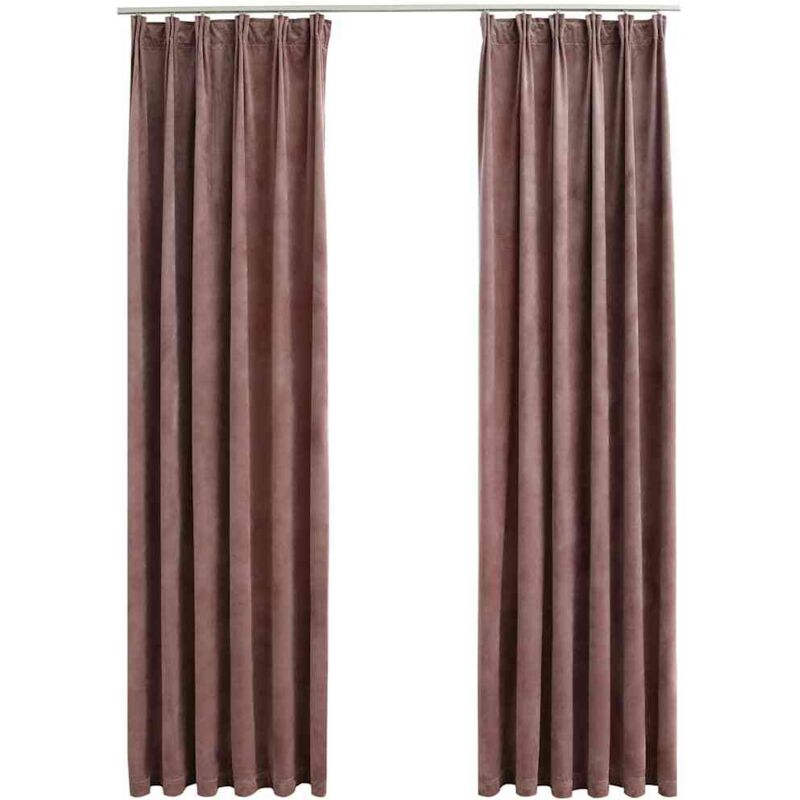 Blackout Curtains 2pcs With Hooks Velvet Antique Pink 140x245cm Vidaxl