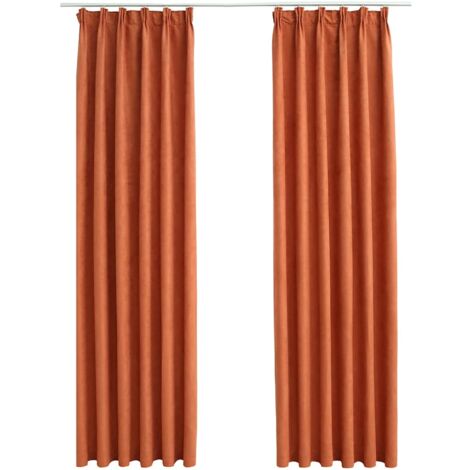 Blackout Curtains with Hooks 2 pcs Rust 140x175 cm