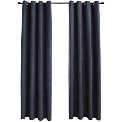 Blackout Curtains with Metal Rings 2 pcs Anthracite 140x245 cm vidaXL