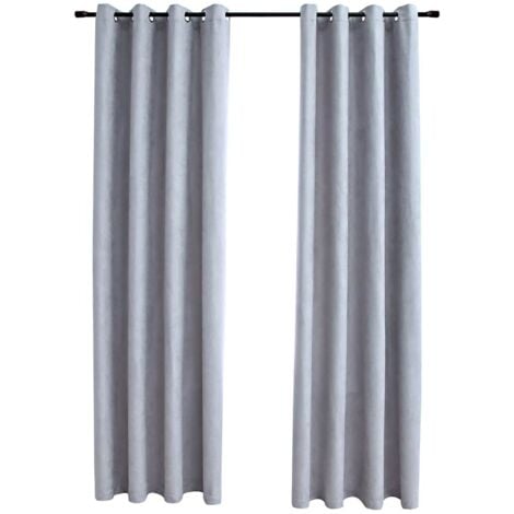 Blackout Curtains with Metal Rings 2 pcs Grey 140x245 cm vidaXL