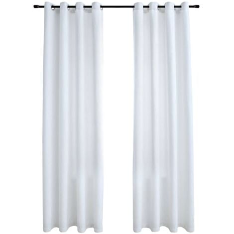 Blackout Curtains with Metal Rings 2 pcs Off White 140x225 cm vidaXL