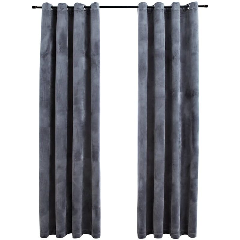Blackout Curtains With Rings 2 Pcs Velvet Anthracite 140x245 Cm Vidaxl