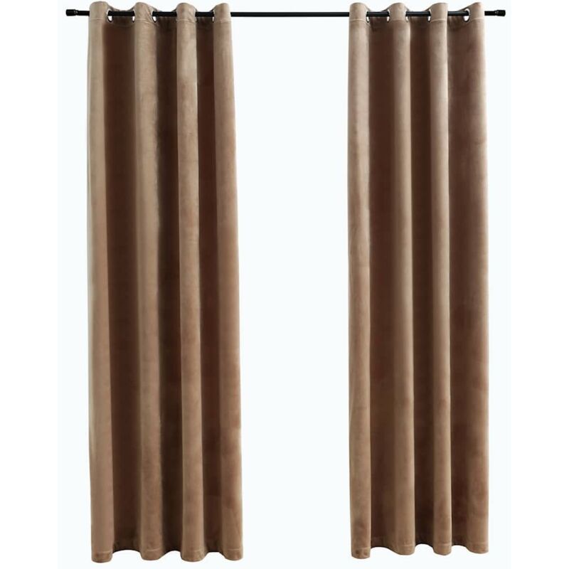 Blackout Curtains With Rings 2 Pcs Velvet Beige 140x245 Cm Vidaxl