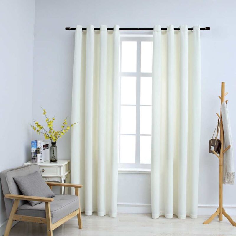 Blackout Curtains With Rings 2 Pcs Velvet Cream 140x225 Cm Vidaxl