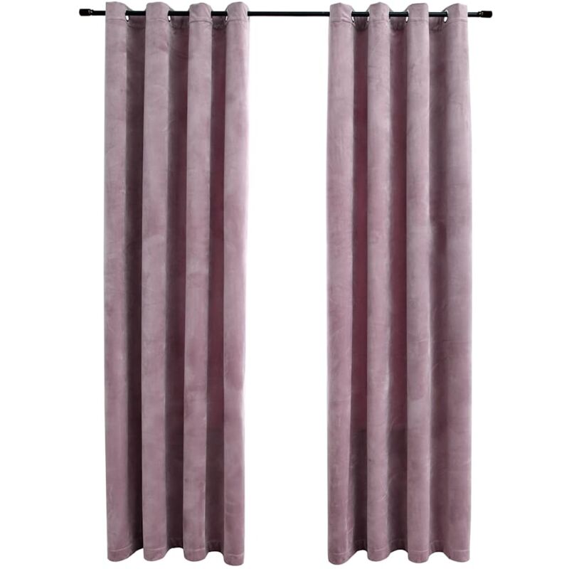 Blackout Curtains With Rings 2pcs Velvet Antique Pink 140x245cm Vidaxl