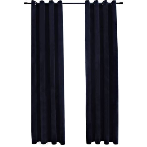 Blackout Curtains with Rings 2 pcs Velvet Black 140x175 cm vidaXL