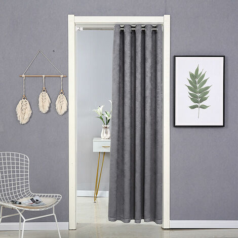 Blackout Grommet Curtain Panels Window Thermal Insulated Solid Heavy Blocked Light Decoration for Kids Bedroom Living Room Restroom Office 150x190cm（Grey)