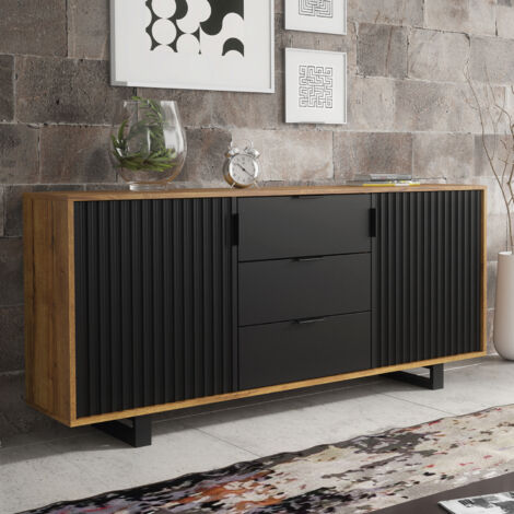 Blackridge Sideboard - Dark Oak with Black Matt Doors - 140cm