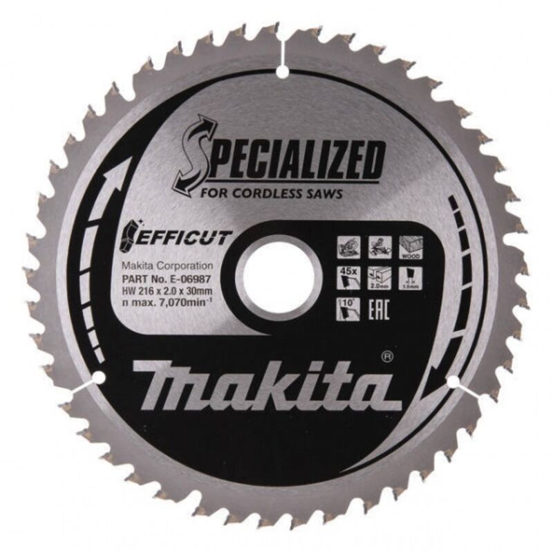 Makita E-06987 Lame de scie circulaire 216 x 30 x 2 mm Nombre de dents: 45 1 pc(s)