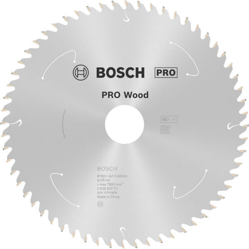 Bosch PRO Wood cordless Circular Saw Blade 190 x 1.6 x 30 mm T60 2608837711