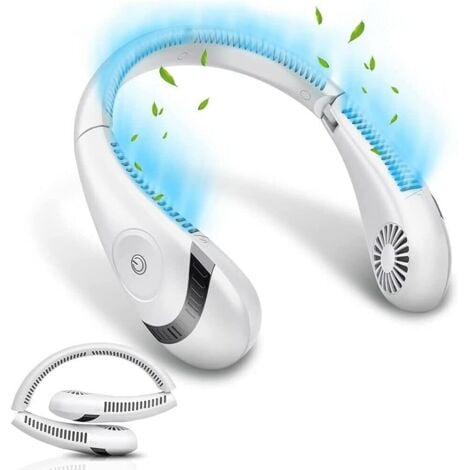 Bladeless Personal Neck Fan, 5000mAh Rechargeable, Three Speeds, Portable, Quiet, for Home, Travel, Sports and Outdoors (White)