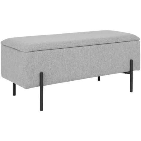 BLAIRE - Banc-Coffre Tissu Gris clair Pieds Métal