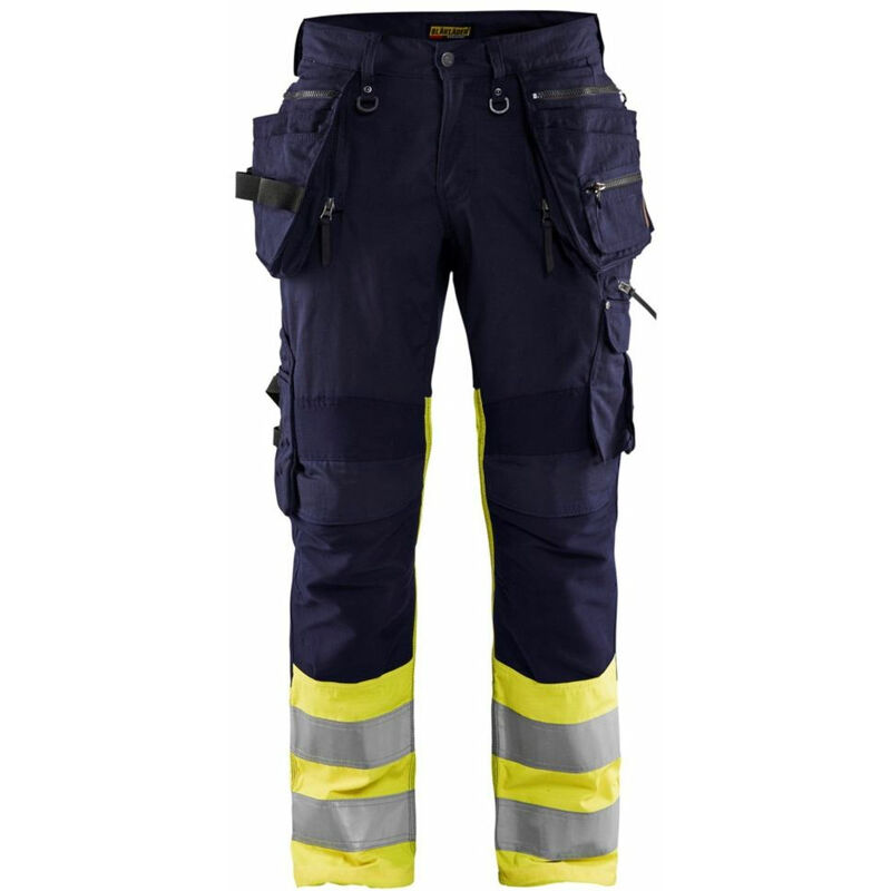 Image of Pantaloni da lavoro Craftsman X1900 Blaklader stretch alta visibilità Giallo / Blu marino 46 - Giallo / Blu marino