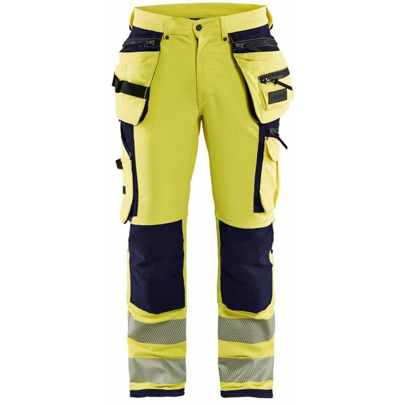 Image of Blaklader - Pantaloni da lavoro alta visibilità stretch 4D Classe 2 Giallo / Marina 50 - Giallo / Marina