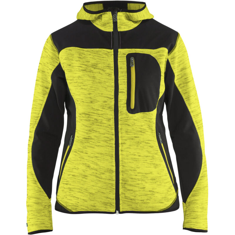 Giacca da lavoro in maglia con cappuccio donna 4931 - Giallo fluorescente/Nero XXXL