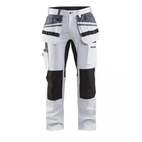 Blaklader – Pantalon peintre stretch 1910 – 100% coton sergé – Genoux préformés – Poches outils et genouillères – Pour chantiers humides