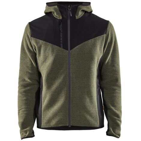 BLAKLADER Softshell Strickjacke - Dunkelgrün/Schwarz - 594025364199XL