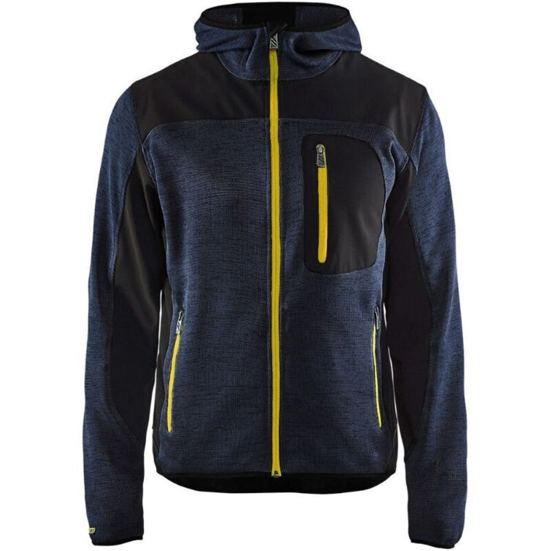 Blaklader - Veste tricotée à capuche t.s - marine fonce/jaune - 493021178635-S