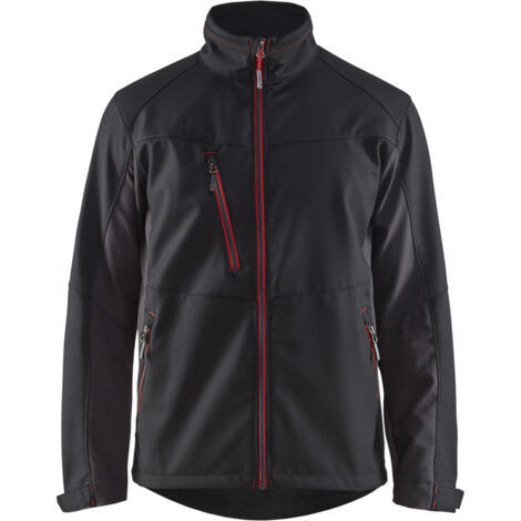 Blakläder Softshell Jacke Service Plus, schwarz / rot, Unisex-Größe: L