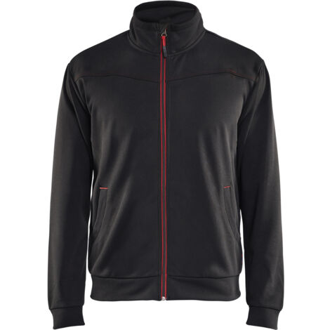 Blakläder Sweatjacke Service Plus, schwarz / rot, Unisex-Größe: L