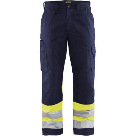 Blakläder Warnschutz-Bundhose, gelb / marineblau, Konfektionsgröße DE: 28