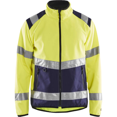 Blakläder Warnschutz-Softshell-Jacke, gelb / marineblau, Unisex-Größe: 2XL