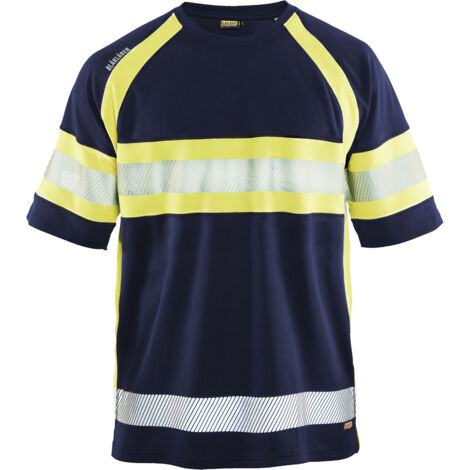 Blakläder Warnschutz T-Shirt, marineblau / gelb, Unisex-Größe: 2XL