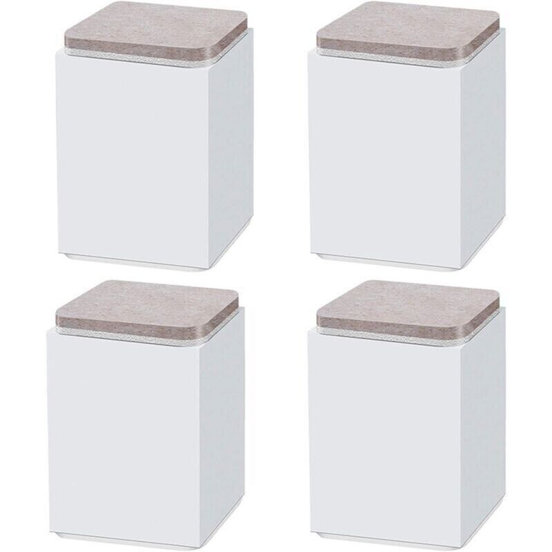 (Blanc 10 cm) 4 pieds de support de meuble, rehausseur autocollant en acier au carbone, carré 6 x 6 cm, pour canapé, lit, meuble TV, rehausseur de