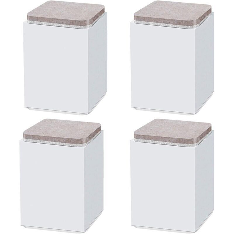 Odipie - Blanc 10 cm) 4 pieds de support de meuble, rehausseur autocollant en acier au carbone, carré 6 x 6 cm, pour canapé, lit, meuble tv,