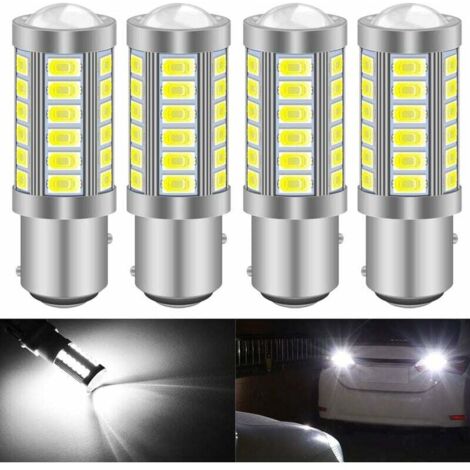 Blanc 1157 BAY15D P21/5W 5630 33SMD Ampoules LED Canbus 900LM Super Eclairage de Recul Feu de Stationnement Frein Feu Antibrouillard Arrière Position Feu Arrière 12-30V 3.6W(4 pièces)