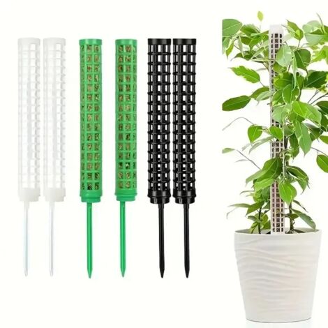 (blanc, 2 pièces) 2 tuteurs en plastique pour plantes d'intérieur, notamment pour plantes géantes et plantes aquatiques.
