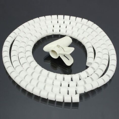 Blanc 2M Ø15mm Gaine Tube Spirale Range Cache Câble Fil Ruban Organisateur