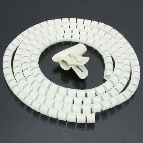 Blanc 2M Ø15mm Gaine Tube Spirale Range Cache Câble Fil Ruban Organisateur