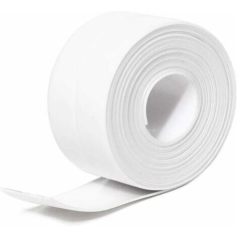 (Blanc, 3,8 cm x 3,2 m) Bande d'étanchéité en silicone pour salle de bain, bande d'étanchéité en PE auto-adhésive imperméable pour baignoire, douche, toilettes, cuisine, évier et protection mur