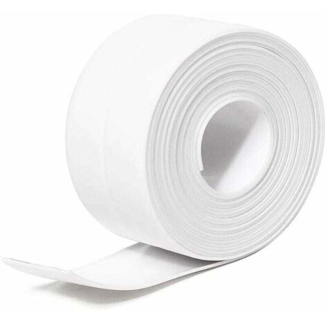 (Blanc, 3,8 cm x 3,2 m) Bande d'étanchéité en silicone pour salle de bain, bande d'étanchéité en PE auto-adhésive imperméable pour baignoire, douche, toilettes, cuisine, évier et protection murale