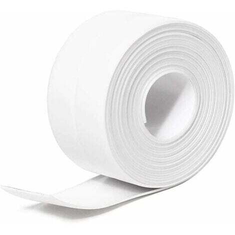 (Blanc, 3,8 cm x 3,2 m) Bande d'étanchéité en silicone pour salle de bain, bande d'étanchéité en PE auto-adhésive imperméable pour baignoire, douche, toilettes, cuisine, évier et protection murale