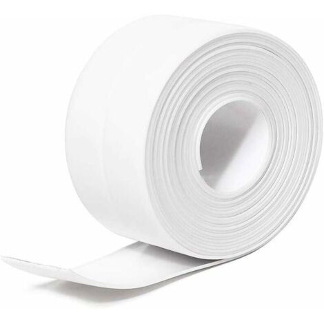 (Blanc, 3,8 cm x 3,2 m) Bande d'étanchéité en silicone pour salle de bain, bande d'étanchéité en PE auto-adhésive imperméable pour baignoire, douche, toilettes, cuisine, évier et protection murale