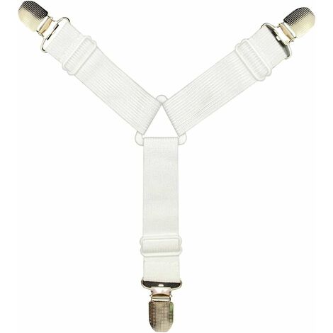 Blanc 4 PCS Feuille Sangles Drap-Housse Clips Drap de Lit Sangles De Support King Queen Twin Taille Triangle Bretelles Élastiques Gripper Matelas Couvre