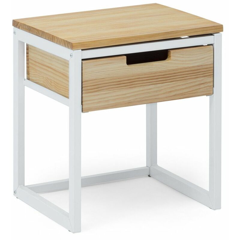 Table chevet Icub3 avec tiroir style scandinave 40x40x47 Blanc