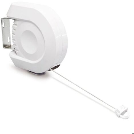 (blanc, argenté)Relaxdays Corde à linges rétractable, 12 m, étendoir, usage intérieur/ extérieur, Séchoir, fil à linge, plastique, blanc