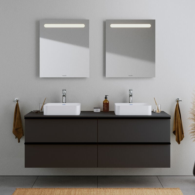 Duravit - Meuble mural suspendu mdf de salle de bain design sous-vasque avec 4 tiroirs pour salle de bain - 160x57,3x55cm - Noir mat - durapoint
