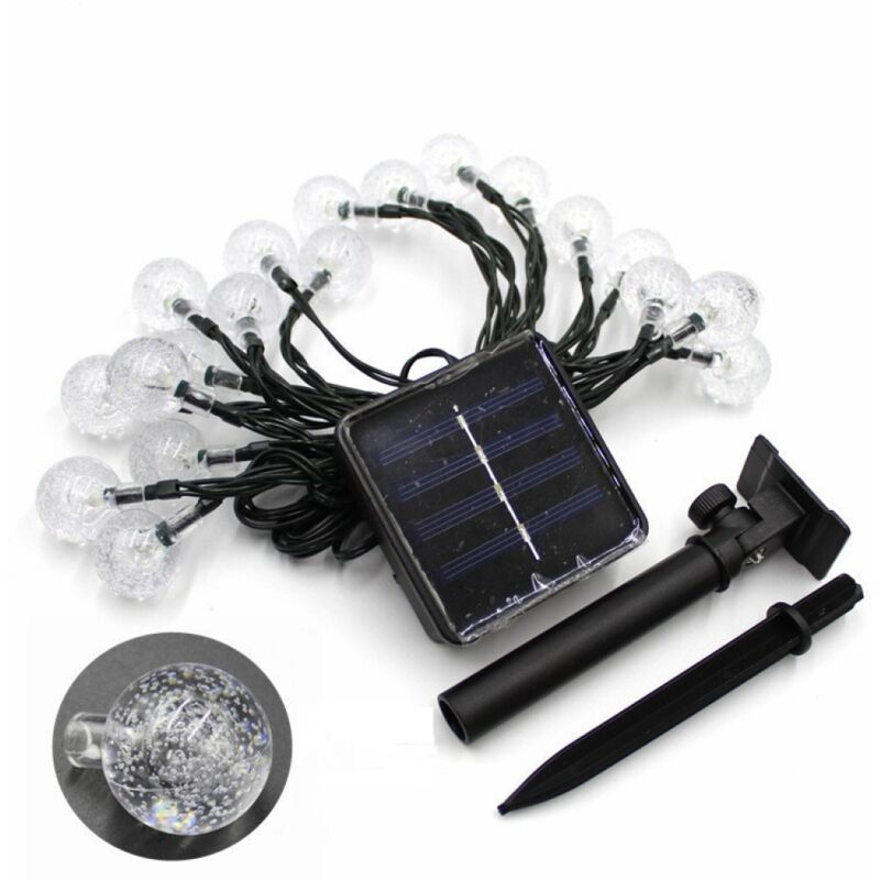 Blanc chaud) guirlande lumineuse solaire extérieure à boule à bulles, 30 lumières led, 8 Modes, adaptée au jardin, à la cour, à noël, à la fête