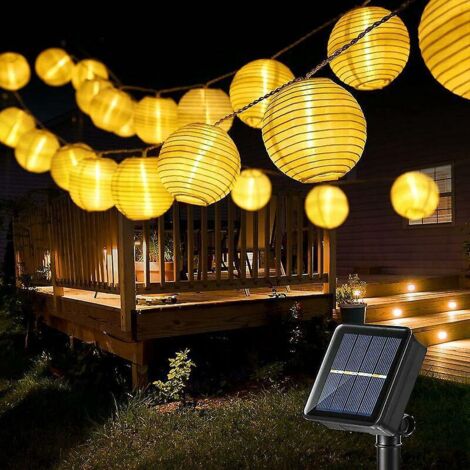 (blanc Chaud) Lumires Solaires D'extrieur, 6.5m 30 Led Lanterne Tanche Lumires 8 Modes Dcoration, Convient Pour Le Jardin, Le Patio, Le Balcon, La