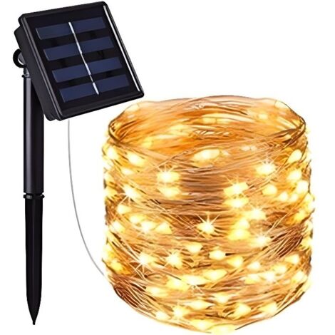 (Blanc chaud)Guirlande lumineuse - Solaire - 12M - 100 LED - Blanc chaud - Décoration extérieure