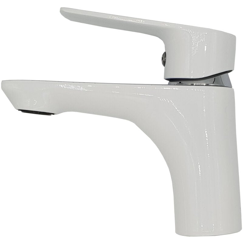 Robinet Salle De Bain Mitigeur Lavabo Blanc Monocommande Dokos
