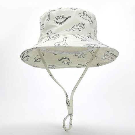 blanc Dinosaure-50cm Large Bord Chapeau De Soleil Bb Enfant Bonnet Dt Pour Garon Fille Anti-uv Casquette Rglable